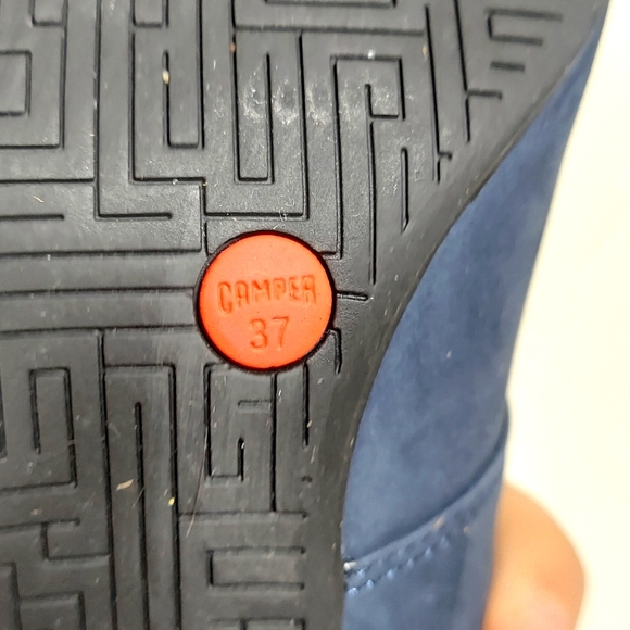 Camper Navy Blue Suede Block Heeled Oxford Pump - Picture 8 of 13